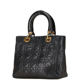 ディオール レディディオール カナージュ ハンドバッグ ブラック レザー レディース Dior 【中古】